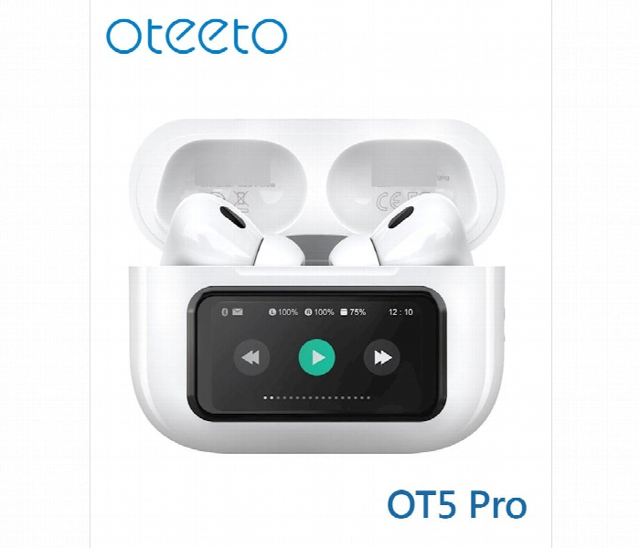 Oteeto Ot5 Pro Wireless Earbuds Smart Display Case White - Zoom Image 2