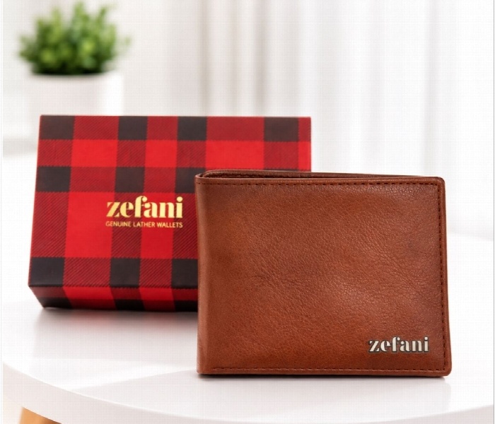 None Zefani Classic Bifold Genuine Leather Wallet Azpl2411 Tan Mens Wallet With Card Slots And Cash Compartment