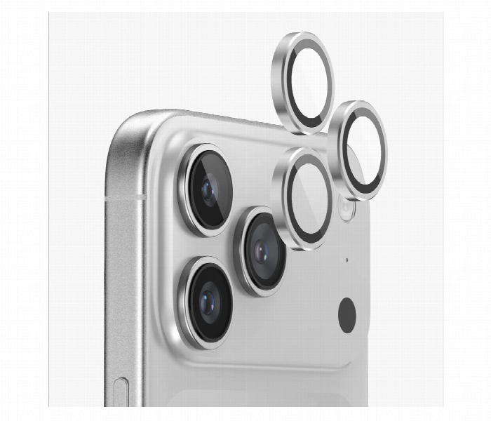 Iphone 17 Pro Camera Lens Protector Silver Metal Ring - Zoom Image