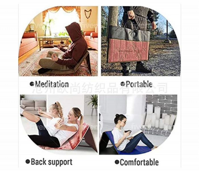 Foldable Backrest Prayer Mat Comfortable Support Sajjadah Black - Zoom Image 2