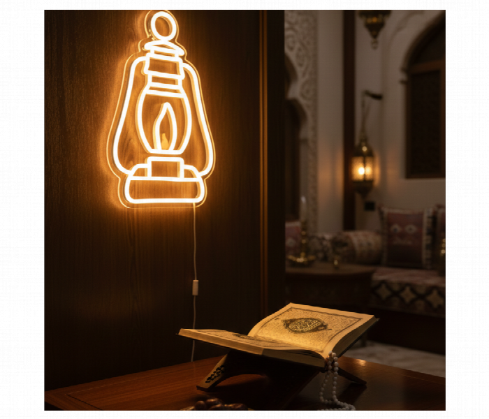 Ramadan Neon Lantern Wall Light Warm Glow Decor Qa - Zoom Image 1