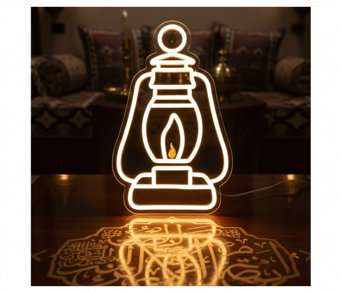 Ramadan Neon Lantern Wall Light Warm Glow Decor Qa - Zoom Image 2