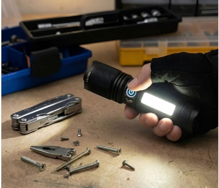 Usb Led Flashlight Lh 7068 P100 Plus Cob Light - Zoom Image 4