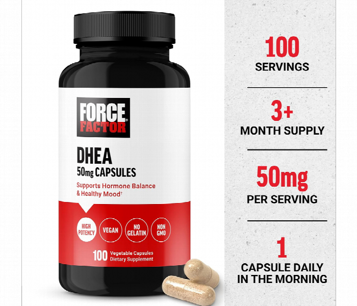 Force Factor Dhea 50Mg 100 Capsules Hormone Support - Zoom Image 4