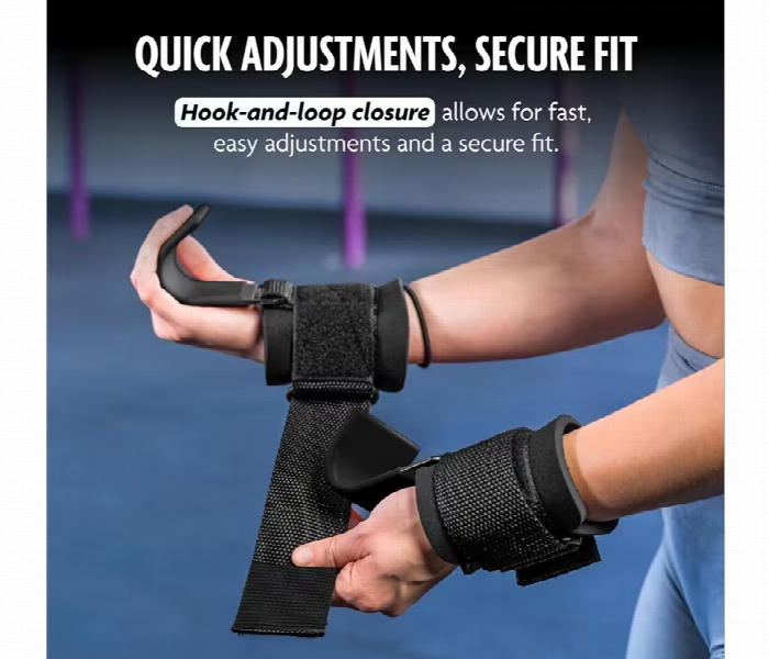 Flexcore Weight Lifting Hooks With Wrist Support Straps - Zoom Image 2