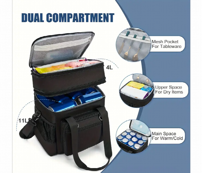 Flexur Double Decker Meals Lunch Bag Black - Zoom Image 2