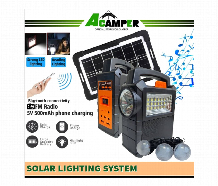 Solar Light Bluetooth Radio Mobile Charging Led System - Zoom Image 1