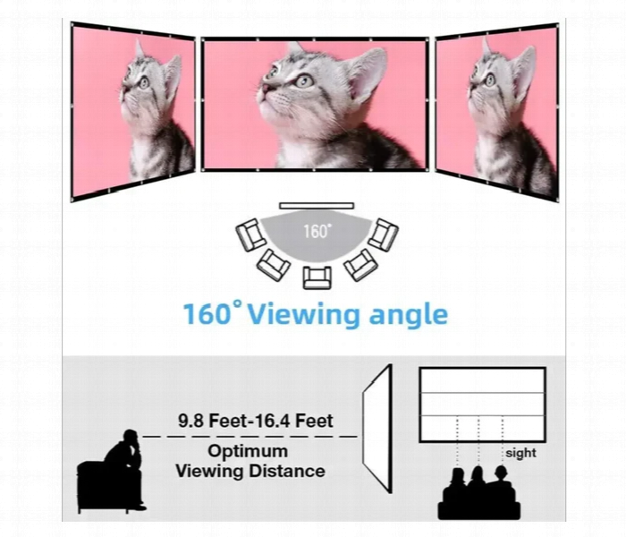 Foldable Projector Screen 100 Inch 160 Degree Viewing Angle - Zoom Image 4