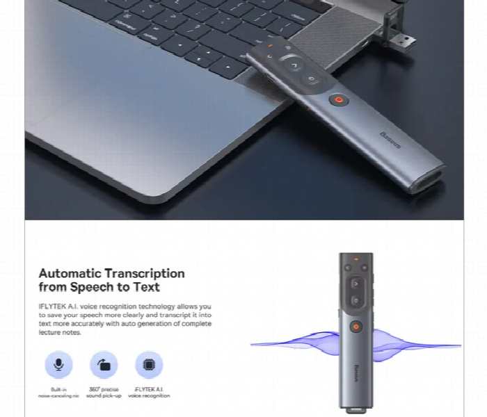 Baseus Presentation Remote Laser Pointer Usb C Recharge - Zoom Image 3