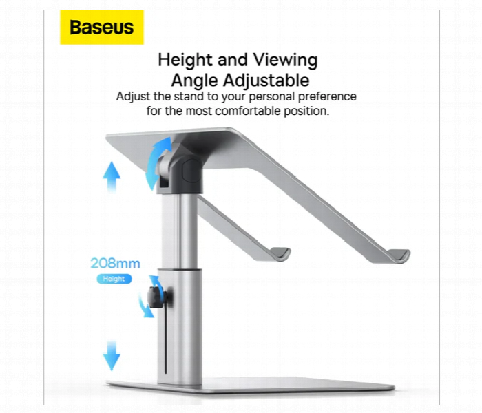 Baseus Metal Laptop Stand Adjustable Ergonomic Silver - Zoom Image 3