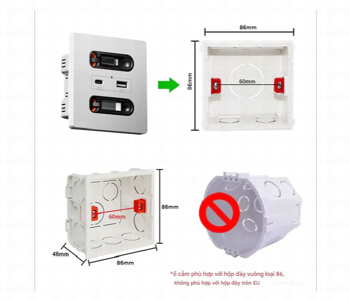 Universal Smart Socket 220V 20W Usb C Wall Panel Durable Construction - Zoom Image 4