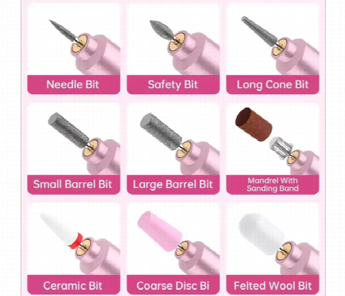Portable Electric Rechargeable Nail Drill Machine 9 Bits Usb - Zoom Image 6
