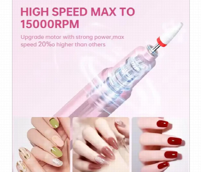 Portable Electric Rechargeable Nail Drill Machine 9 Bits Usb - Zoom Image 2