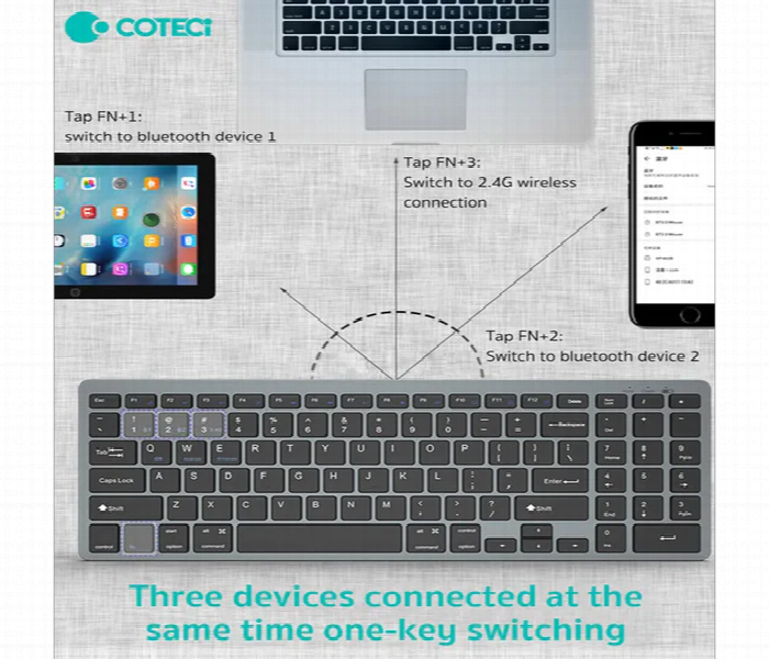 Coteetci Wireless Multi Device Keyboard One Click Switch - Zoom Image 3