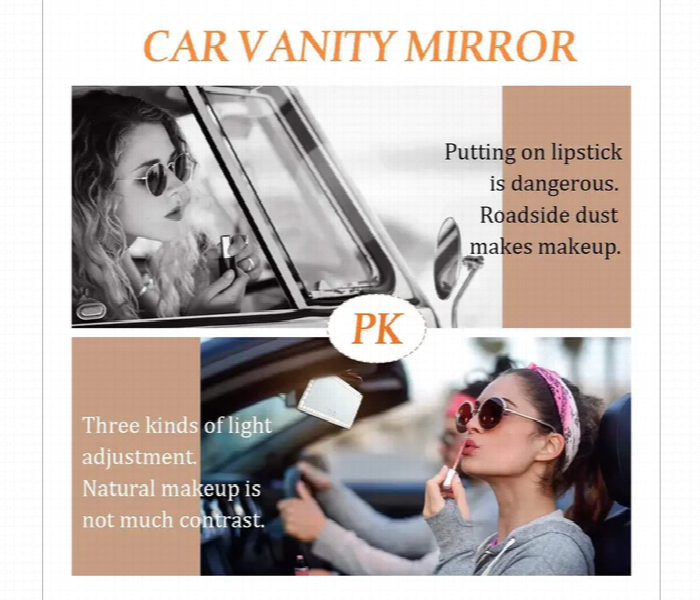 Car Vanity Rechargeable Led Light Mirror With Touch Control - Zoom Image 4