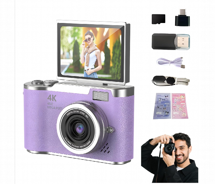 Lk007 Digital Camera 48Mp Flip Screen Purple Camera - Zoom Image 1