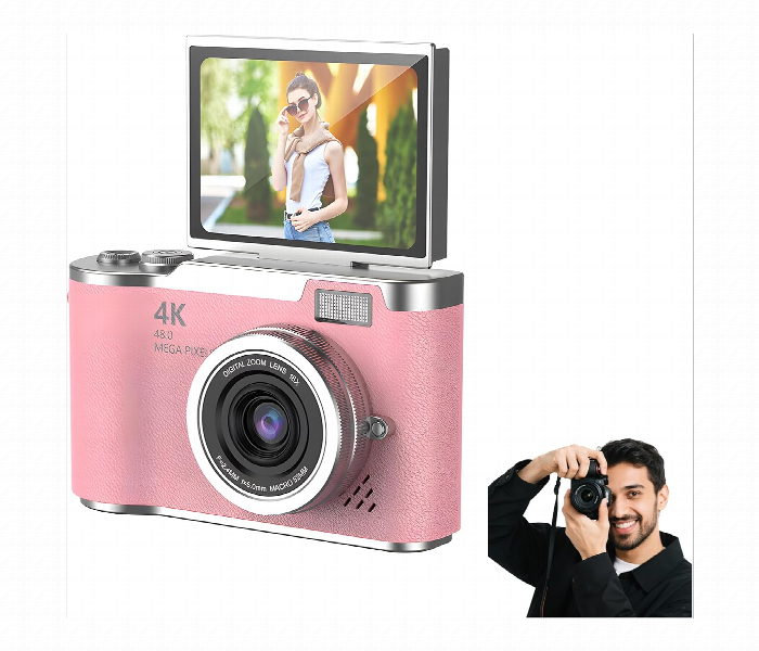 Lk007 Digital Camera 48Mp Flip Screen Pink Camera - Zoom Image 1