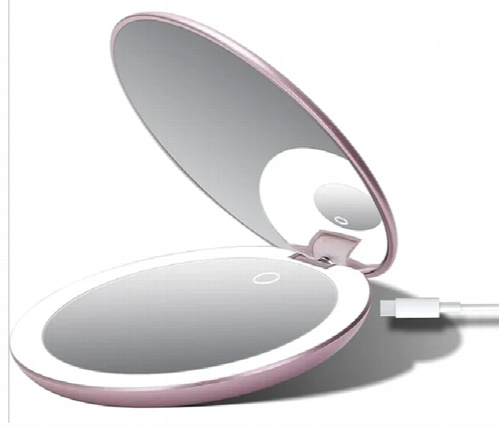 Led Rechargeable Compact Mirror Pink Touch Control Usb Charging - Zoom Image 5