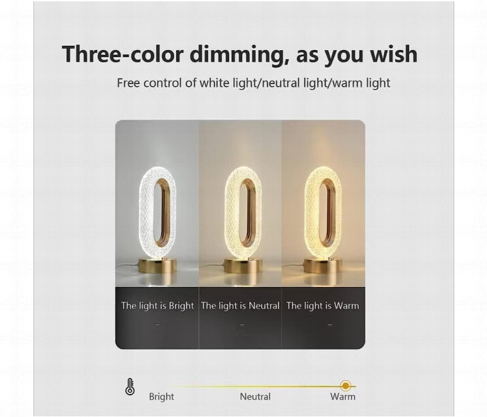 Oval Crystal Table Lamp Led Decorative Gold Base - Zoom Image 3