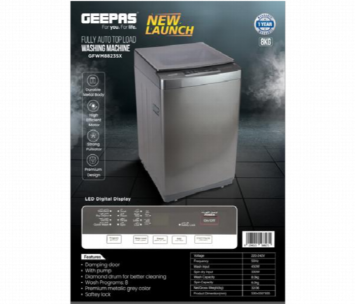 Geepas 8 Kg Fully Automatic Washing Machine - Zoom Image 1