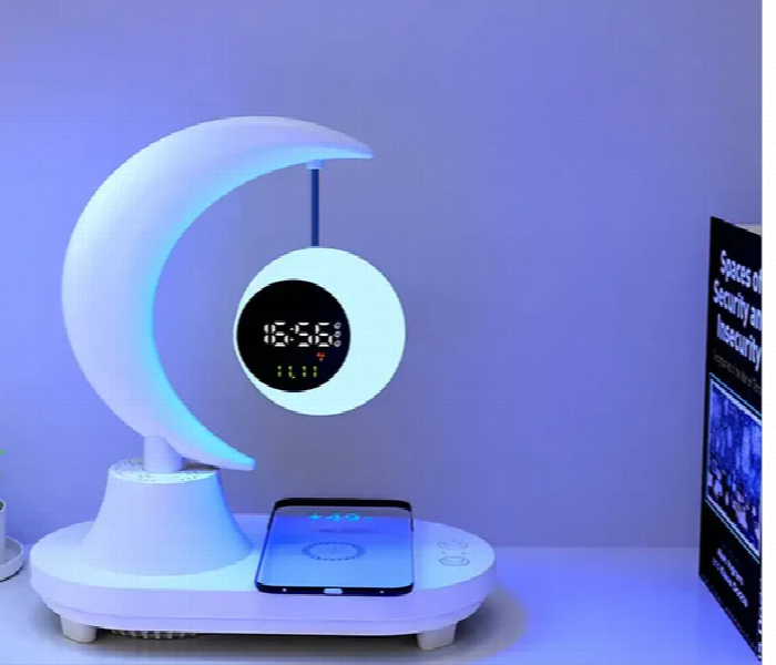Bluetooth Moon Lamp Bt5.0 Speaker Clock 2000Mah Led Wireless - Zoom Image 2
