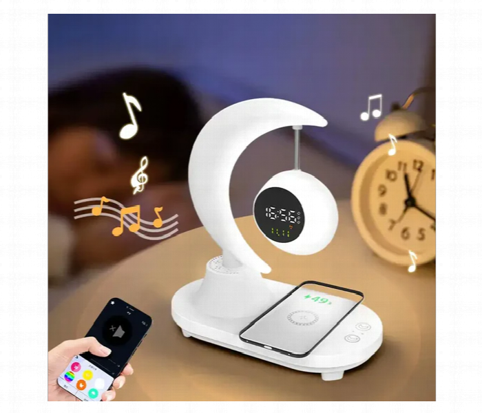 Bluetooth Moon Lamp Bt5.0 Speaker Clock 2000Mah Led Wireless - Zoom Image 3