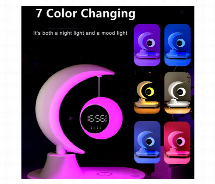 Bluetooth Moon Lamp Bt5.0 Speaker Clock 2000Mah Led Wireless - Zoom Image 4