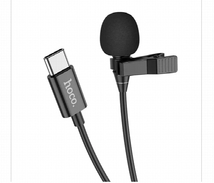 Hoco L14 Lavalier Microphone Type C 2M Omnidirectional Black - Zoom Image 2