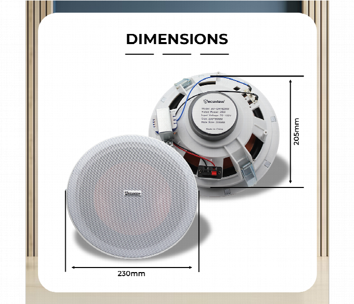 Secuview 25W Pa Ceiling Speaker Sv Cht825W High Performance Audio Solution - Zoom Image 6