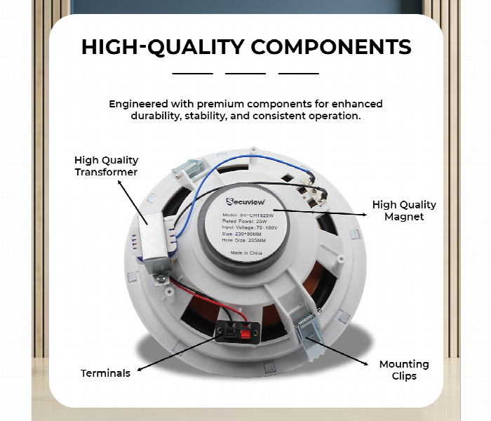 Secuview 25W Pa Ceiling Speaker Sv Cht825W High Performance Audio Solution - Zoom Image 3