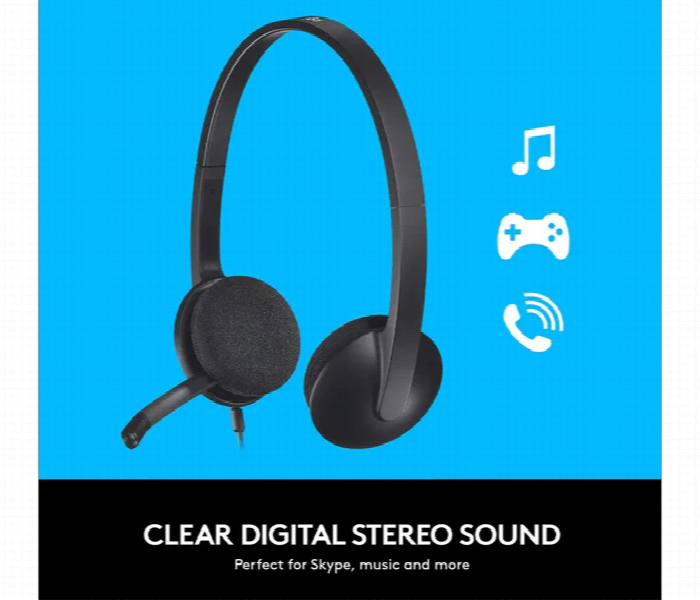 Logitech H340 Usb Computer Headset With Stereo Sound Black - Zoom Image 3