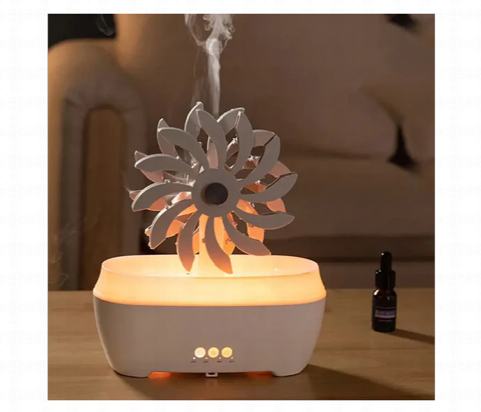 Windmill Aroma Diffuser With Remote Led Light White - Zoom Image 1