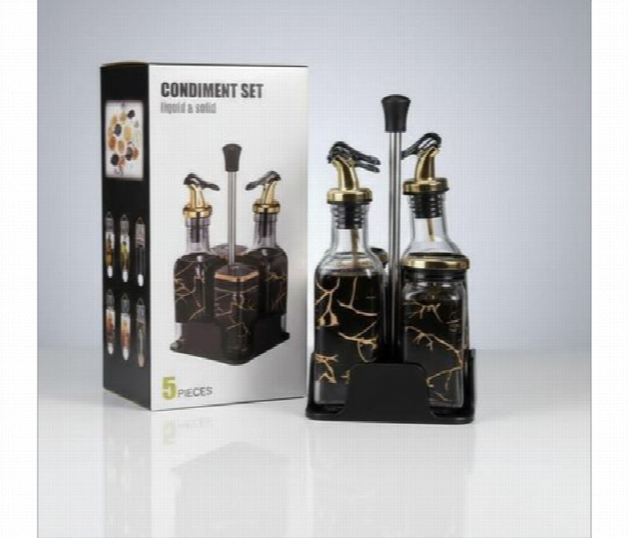 Sophisticated 5 Piece Liquid And Solid Condiment Set - Zoom Image