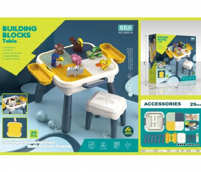 Building Blocks Table With Stool Creative Kids Play Set - Zoom Image 2