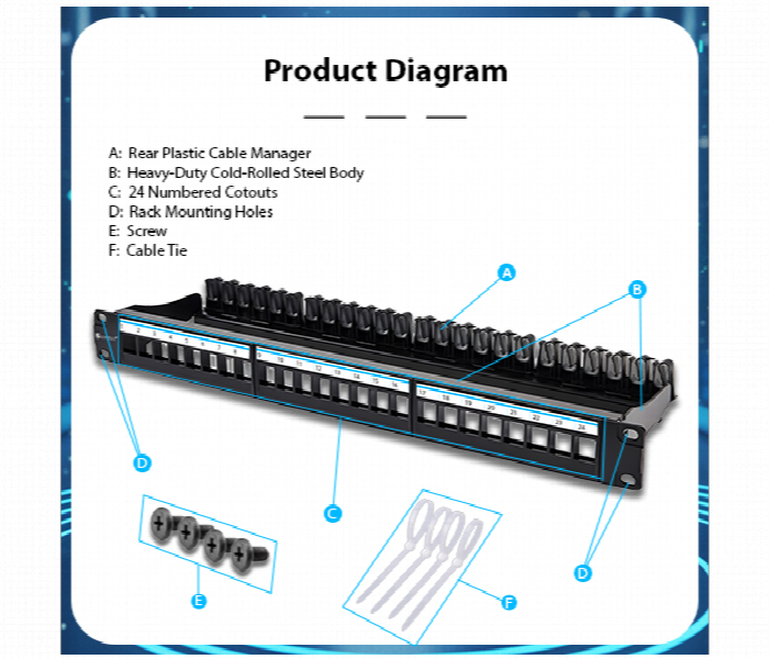 Secuview 1U Blank Patch Panel 24 Port Sv Pp2124S Plastic And Metal Frame Patch Panel - Zoom Image 6