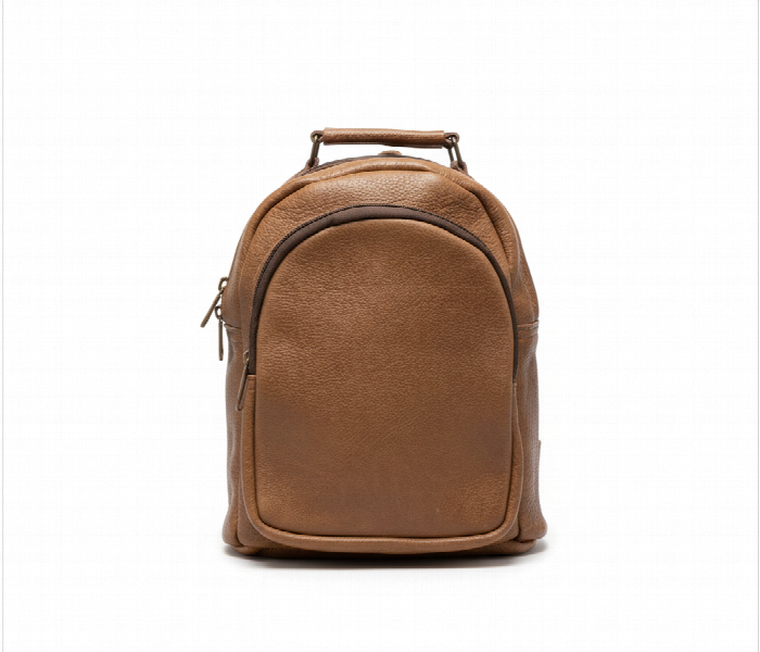 Handcrafted Genuine Leather Mini Backpack With Multi Zippers - Zoom Image 2