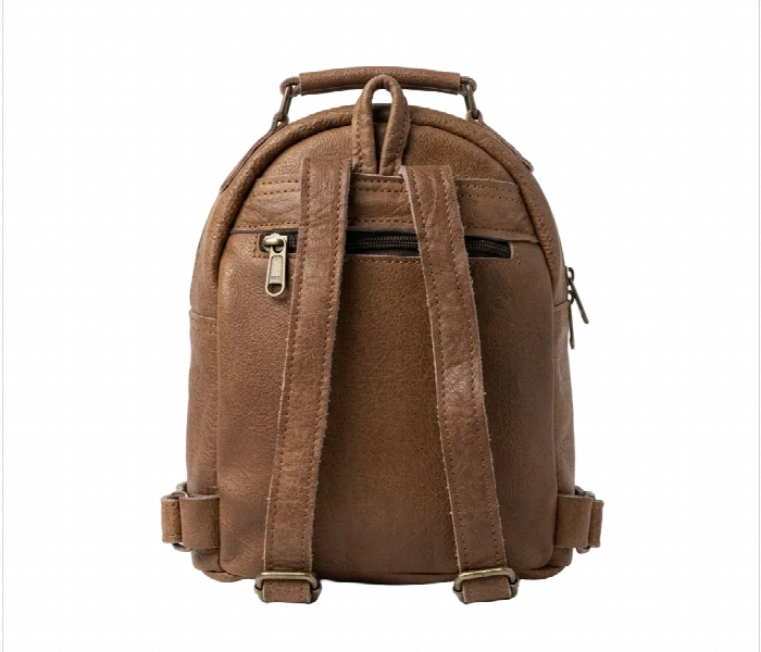 Handcrafted Genuine Leather Mini Backpack With Multi Zippers - Zoom Image 3