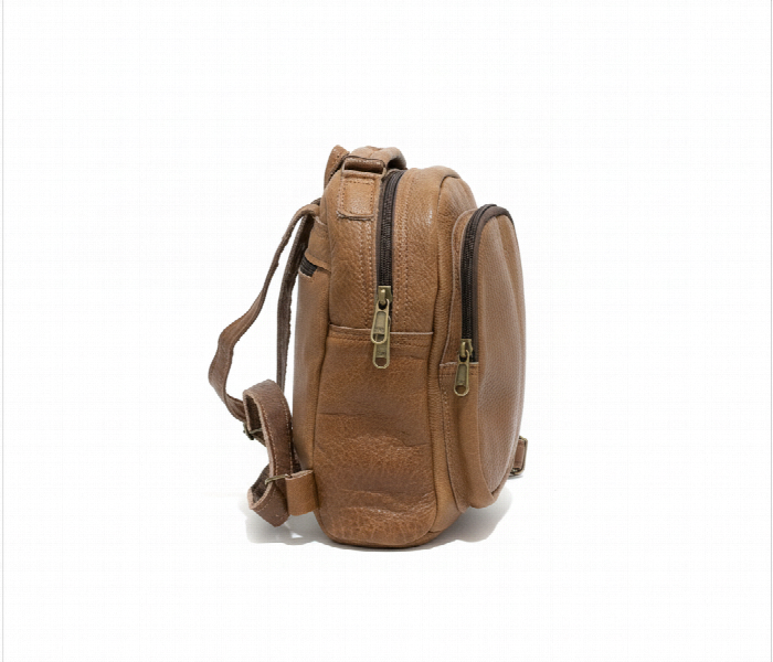Handcrafted Genuine Leather Mini Backpack With Multi Zippers - Zoom Image 1