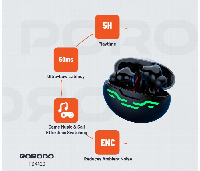 Wireless Gaming Earbuds With Led Charging Case Black - Zoom Image 3