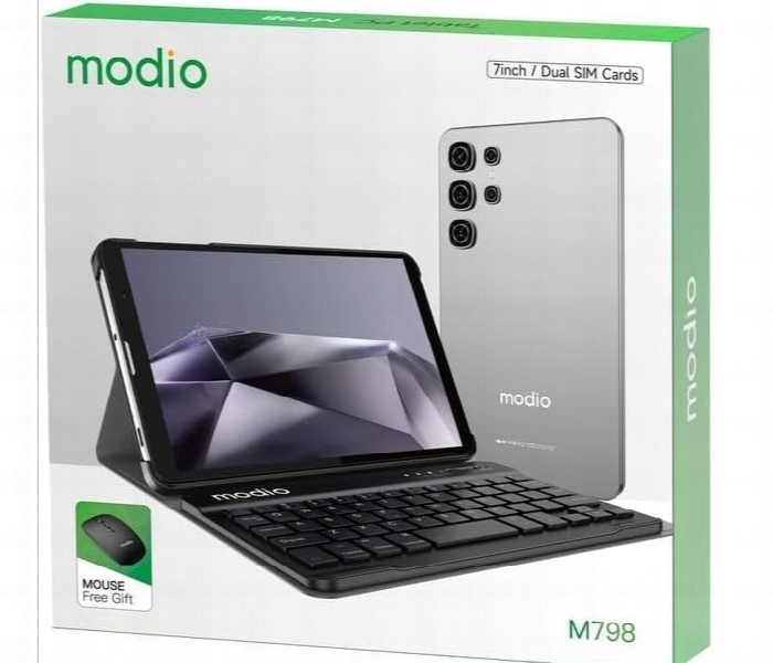 Modio M798 Tablet 7 Inch Dual Sim With Keyboard Bundle Grey - Zoom Image 3