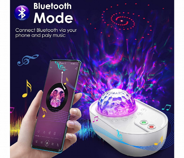 3In1 Galaxy Nightlight Projector Bluetooth Speaker White - Zoom Image 2