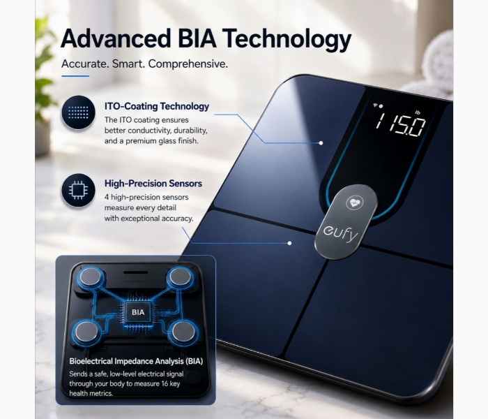 Anker Eufy Smart Scale P2 Pro Black T9149 Body Composition Analyzer - Zoom Image 3