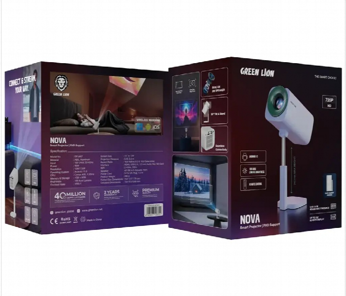 Green Lion Nova Smart Projector 720P Hd With Android 12 - Zoom Image 3