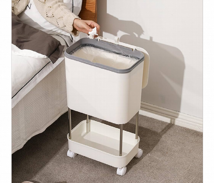 3 Tier Rolling Kitchen Trash Can Trolley With Storage - Zoom Image 4