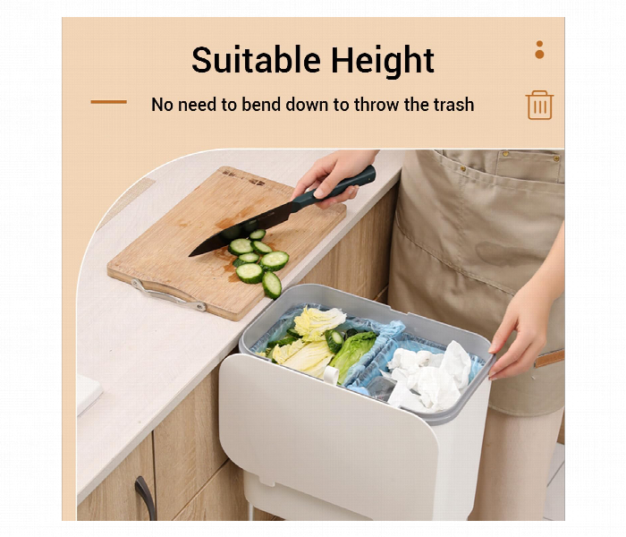 3 Tier Rolling Kitchen Trash Can Trolley With Storage - Zoom Image 2