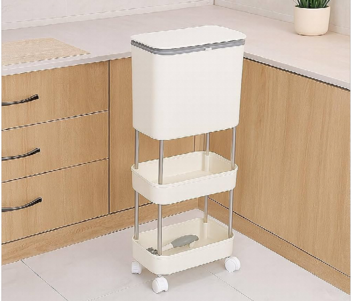 3 Tier Rolling Kitchen Trash Can Trolley With Storage - Zoom Image 1