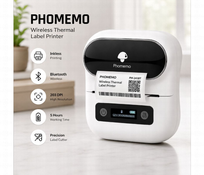 Phomemo M110 Wireless Thermal Label Printer White Bluetooth Inkless Barcode Sticker Label Maker - Zoom Image 3