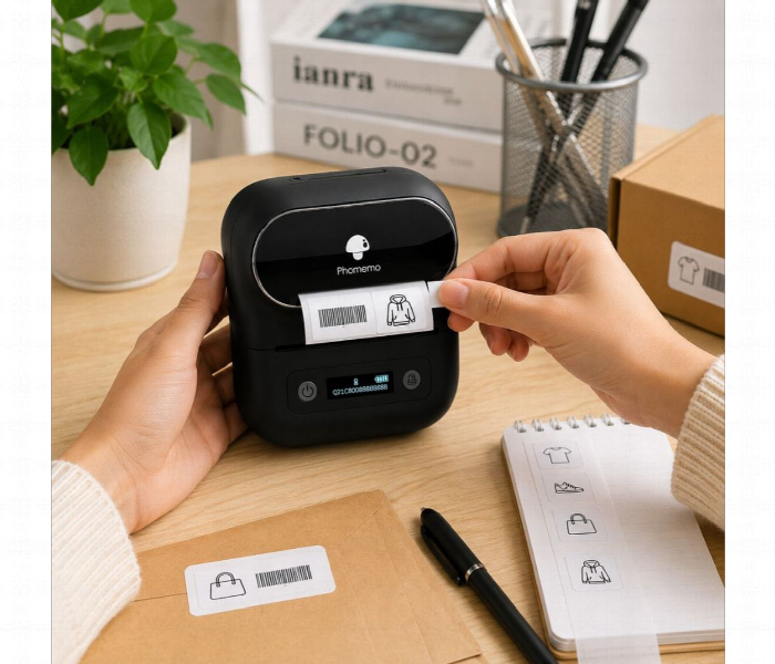 Phomemo M110 Wireless Thermal Label Printer Black Bluetooth Inkless Barcode Sticker Label Maker - Zoom Image 2