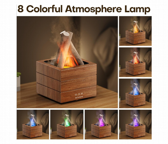 Premium Ultrasonic Flame Aroma Diffuser Wood Grain Timer - Zoom Image 4
