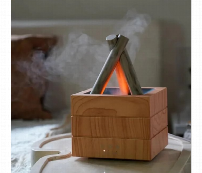 Premium Ultrasonic Flame Aroma Diffuser Wood Grain Timer - Zoom Image 1
